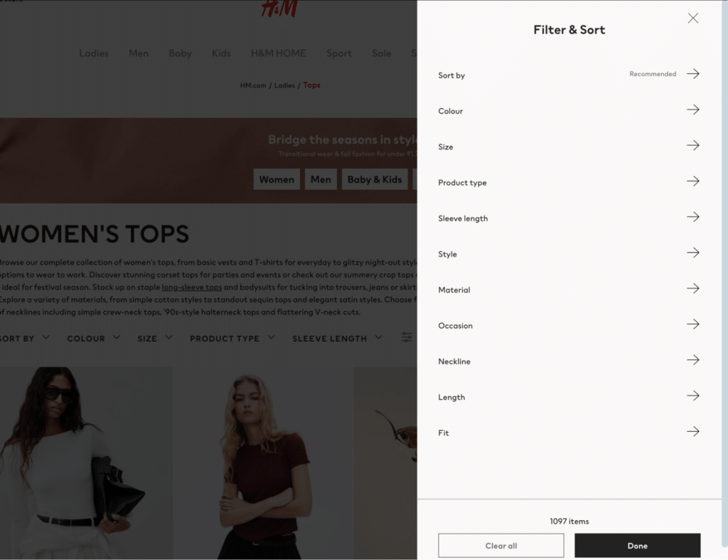 e-commerce category pages 