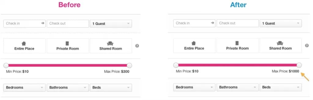 Airbnb A/B testing example 