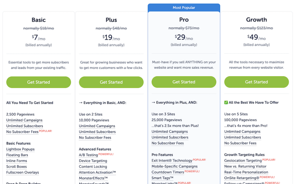 Tiered pricing example 